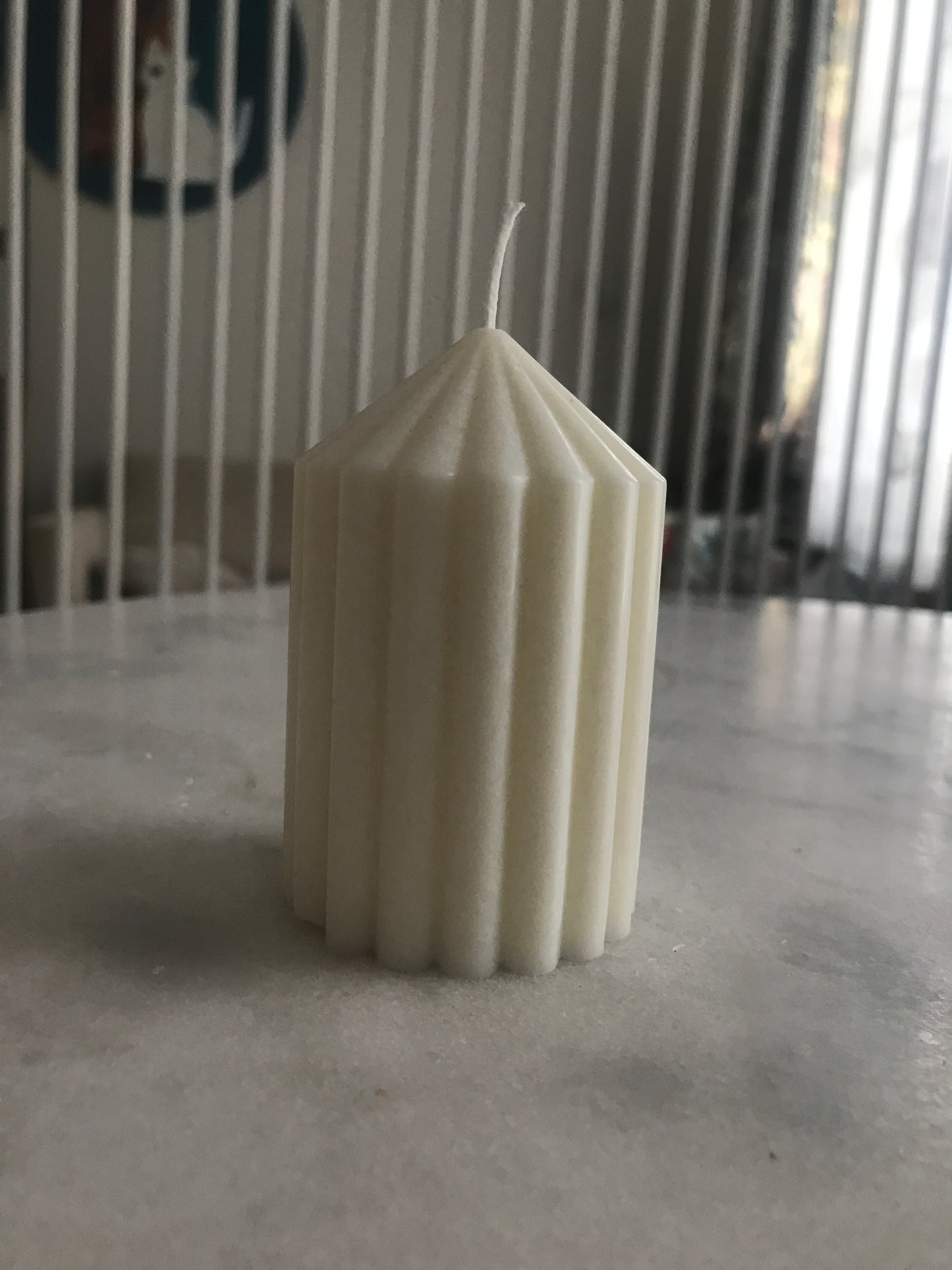 Striped White Candle