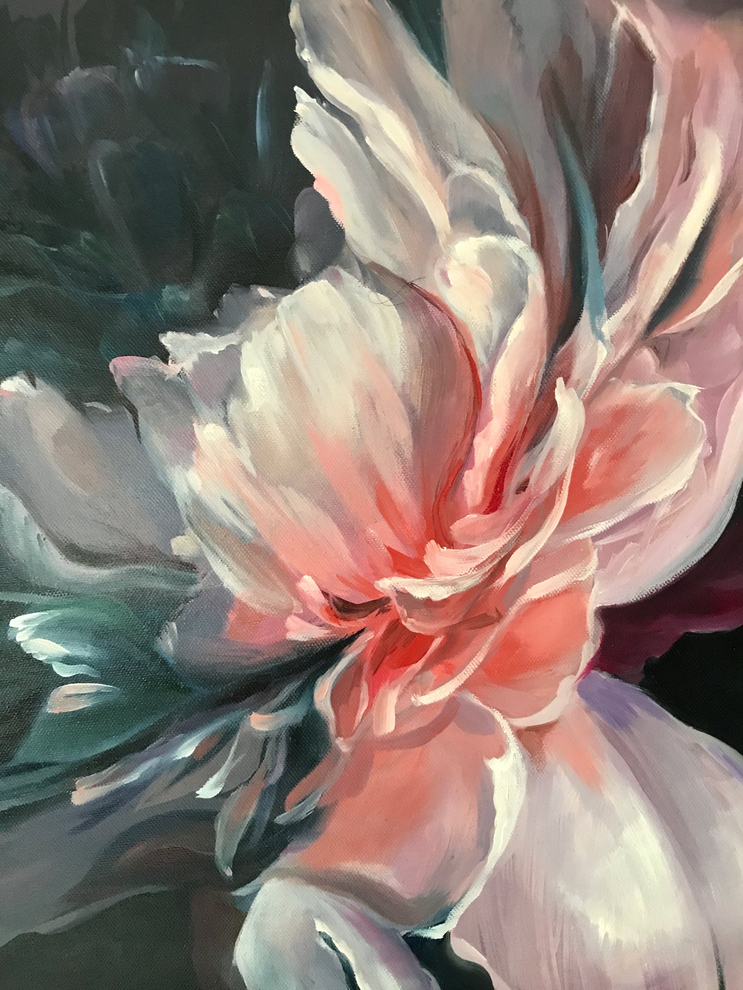 Dark Flower Painting Oil on Canvas