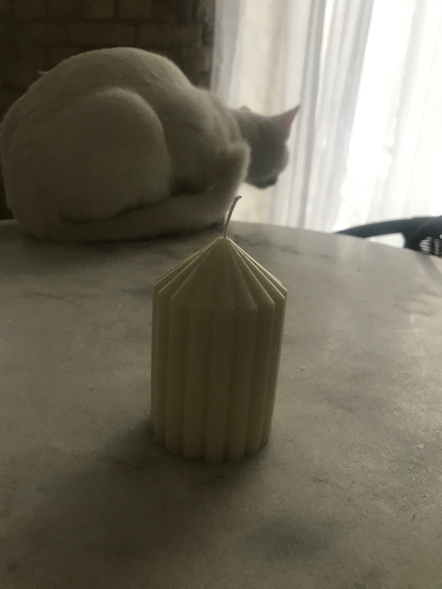 Striped White Candle