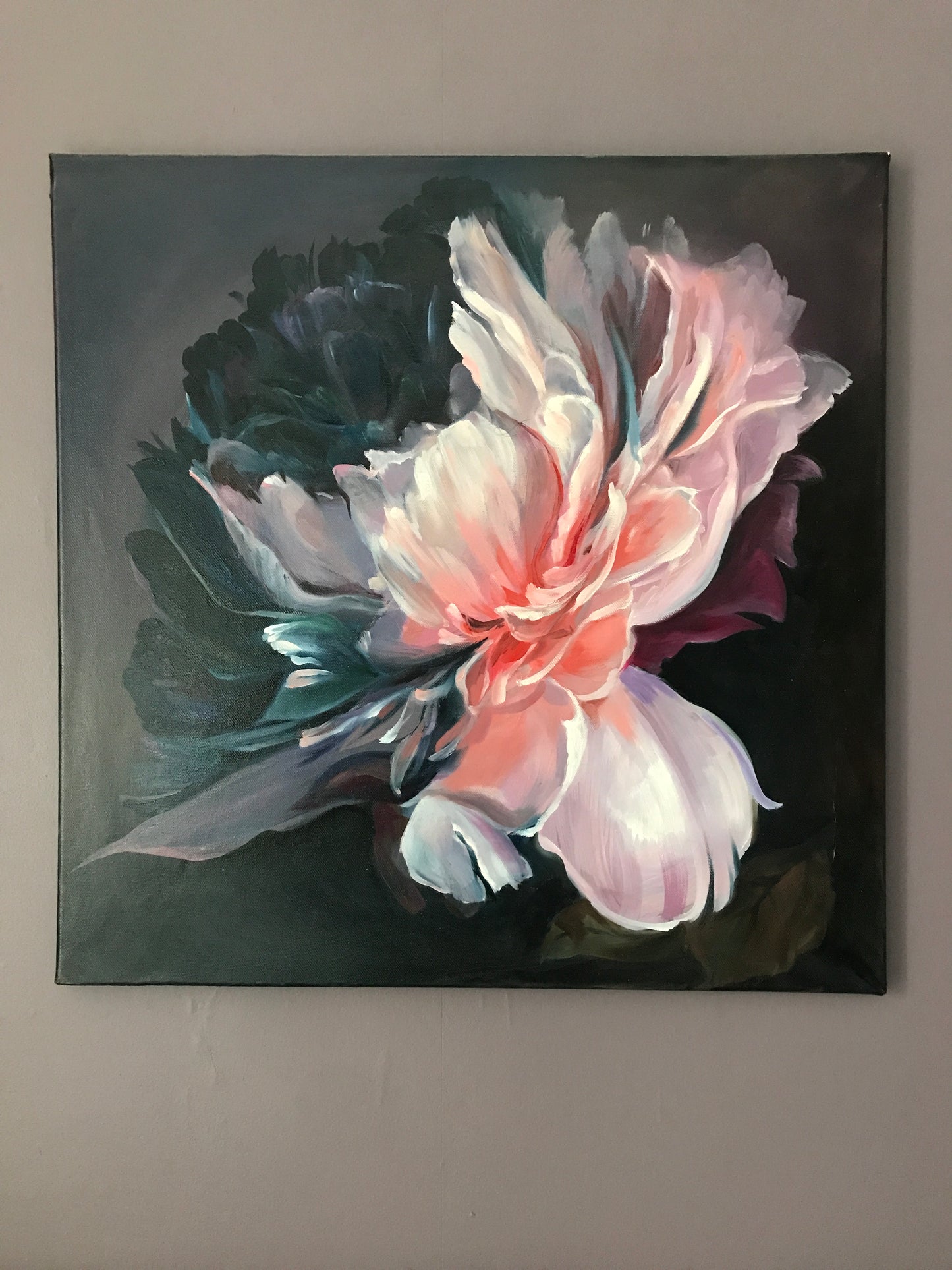 Dark Flower Painting Oil on Canvas