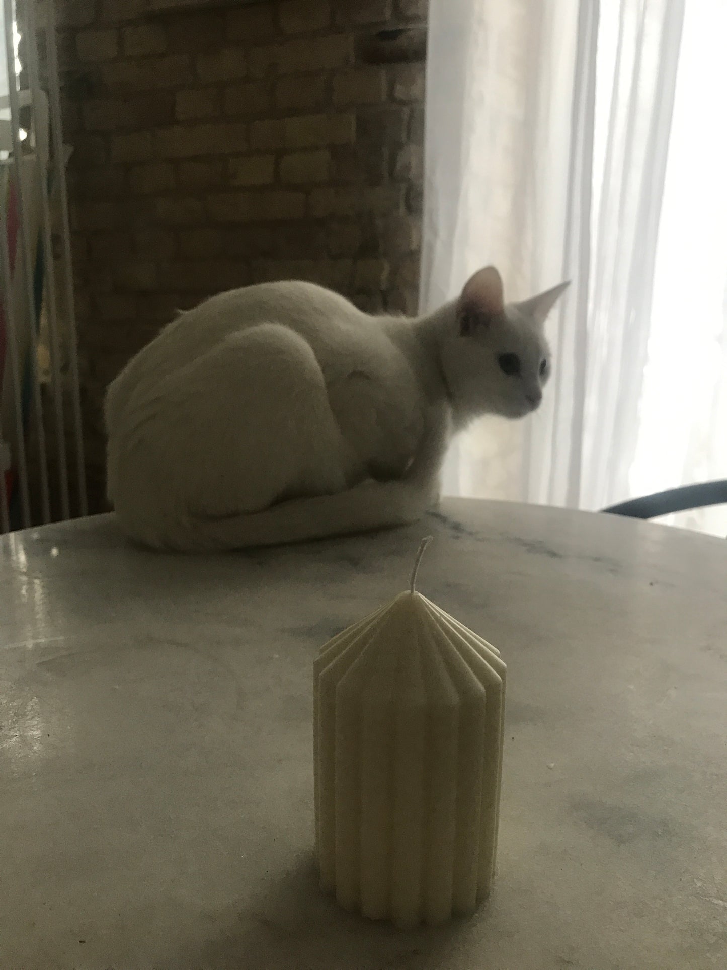 Striped White Candle