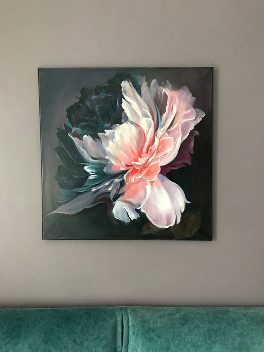 Dark Flower Painting Oil on Canvas