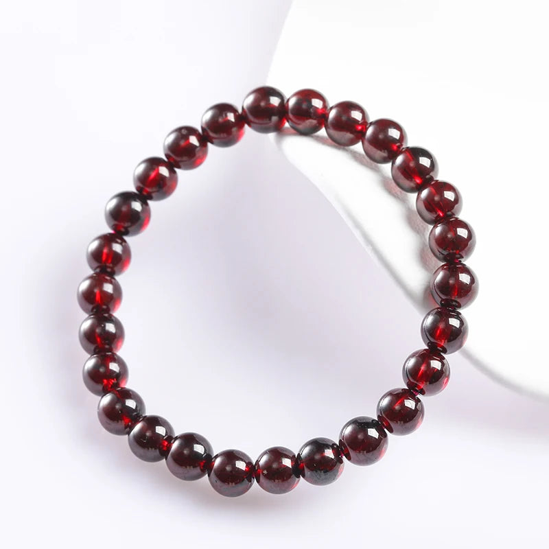 Wine Red Bead Bracelet Lucky Energy Healing Jewelry Valentine's Day Gifts
