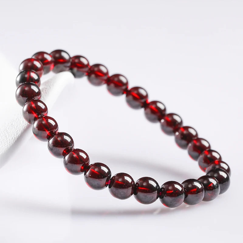 Wine Red Bead Bracelet Lucky Energy Healing Jewelry Valentine's Day Gifts