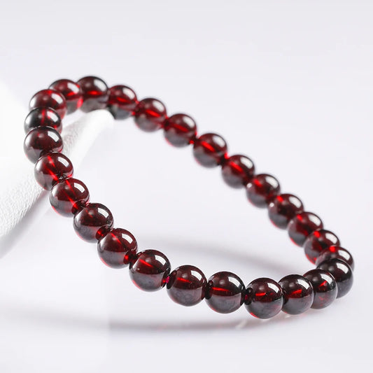 Wine Red Bead Bracelet Lucky Energy Healing Jewelry Valentine's Day Gifts