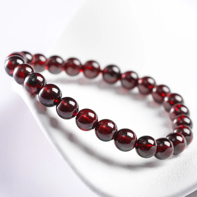 Wine Red Bead Bracelet Lucky Energy Healing Jewelry Valentine's Day Gifts