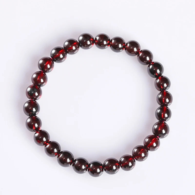 Wine Red Bead Bracelet Lucky Energy Healing Jewelry Valentine's Day Gifts